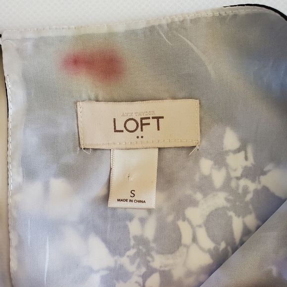 2099 * Ann Taylor Loft Spring Midi Dress White Navy Blue Size S - Picture 3 of 8